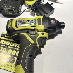 Ryobi impact driver two batteries charger carrying bag