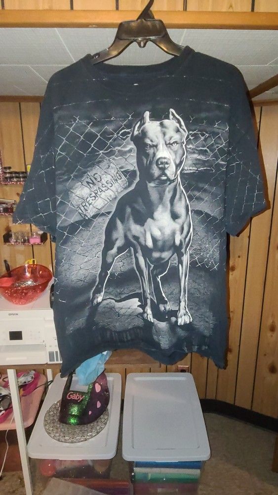 ODM Pitbull Dog AOP Black Short Sleeve Graphic T-Shirt Size 3XL Adult