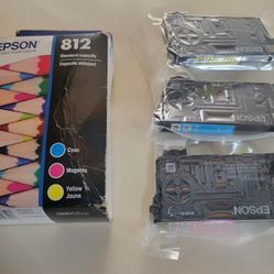 Genuine Epson 812 color Ink Cartridges Cyan/Magenta/Yellow 3 Pack