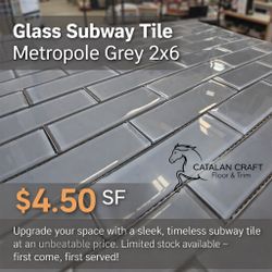 Glass Subway Tile – Metropole Grey 2×6