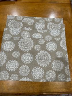 Beige tablecloth with white mandala patterns. Cotton. Preshrunk.