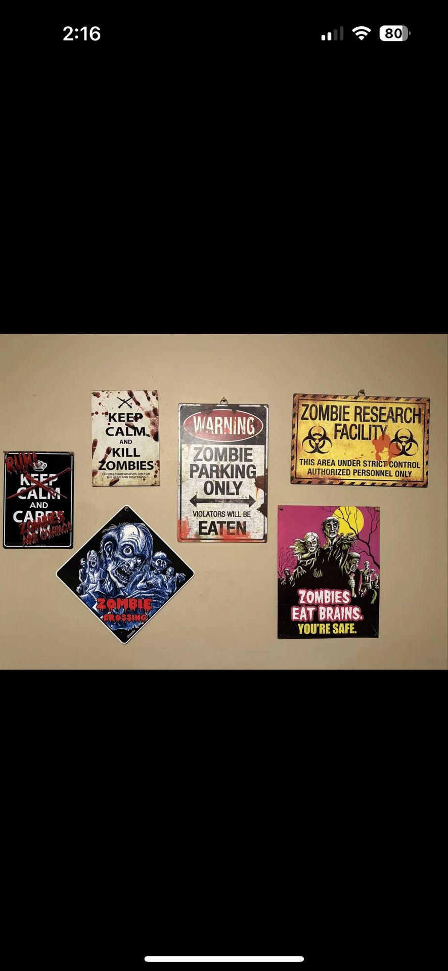 Tin Zombie Signs (Larger Than Printer Paper)