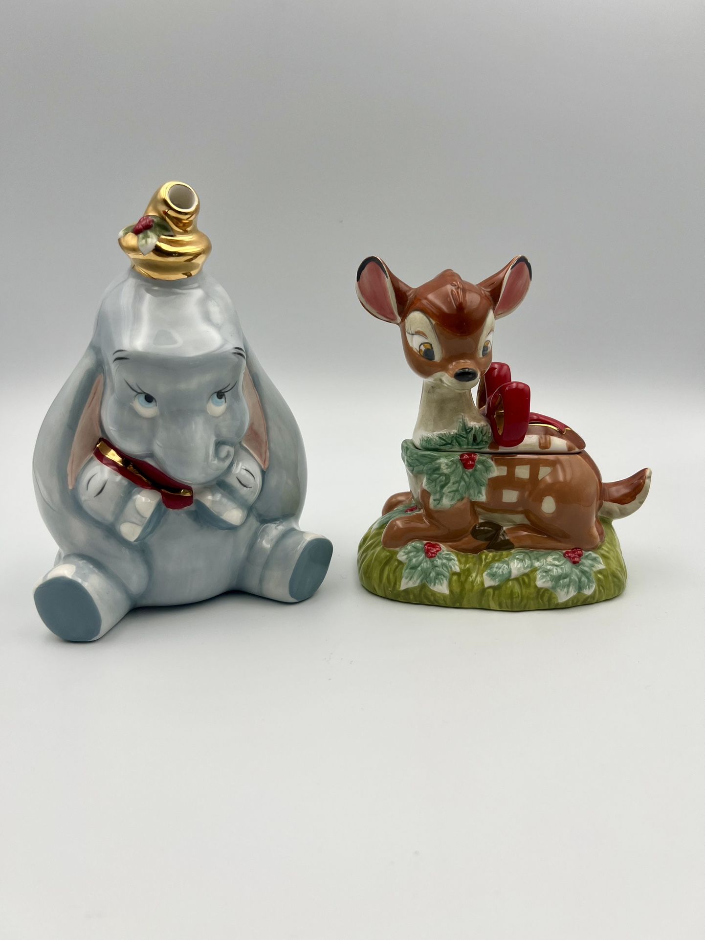 Vintage Disney Dumbo and Bambi sugar and creamer Christmas table set dishes