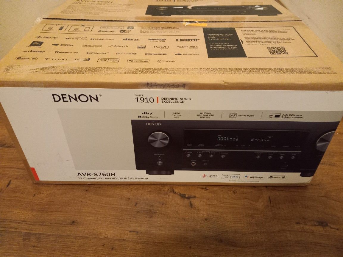 New Denon AVR-S760H Bluetooth Home Stereo Receiver Amplifier