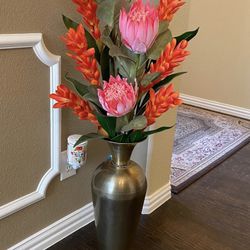 Artificial Flowers With Aluminum Vase , Size ( 16in. 44in. )