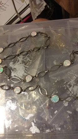 Vintage fire opal and real silver necklaced stamped 925