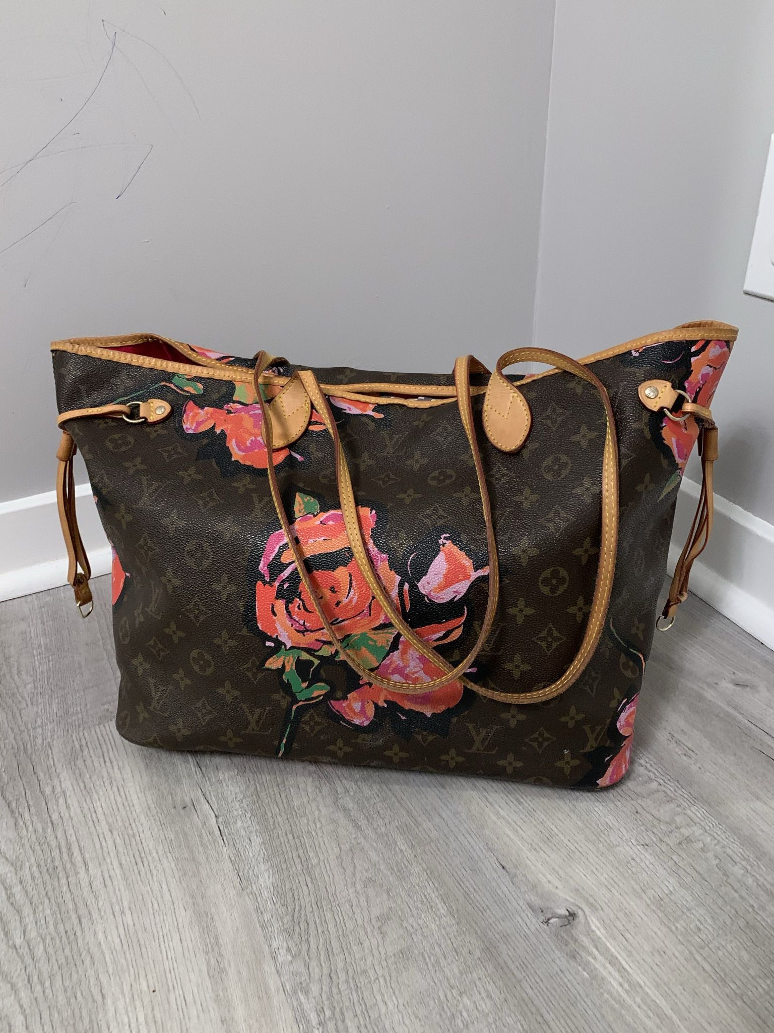 Louis Vuitton  Neverfull  Roses Tote Bag