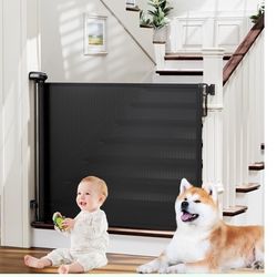 Retractable Baby, Child & Dog Gates For Stairs, Extends To 54" Wide 34" Tall