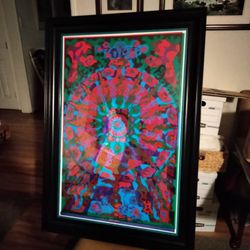 1967 EAST TOTEM WEST PSYCHEDELIC LITOGRAPH BY JOE McHUGH WHITE RABBIT ALICE IN WONDERLAND FRAMED MATTED GALLERY GLASS 36X24 ORIGINAL LITHOGRAPH