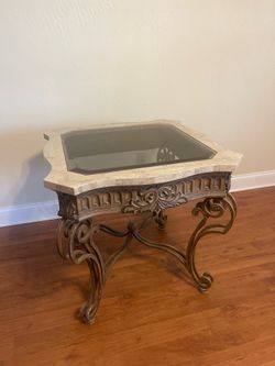 Marble and Glass Top End/Side Table