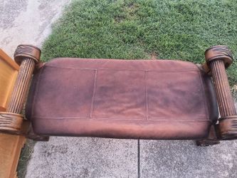 sitting bench carved or beveled wood weather