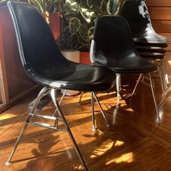 Vintage Mid Century Leather Upholstered Eames Chairs