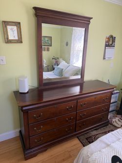 Cherry Wood Dresser with Mirror