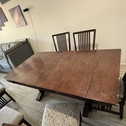 6-Foot Kitchen Table Set With 2 1-Foot Leaves