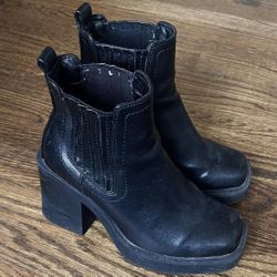 Black Vegan Leather Ankle Boots