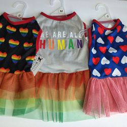 Doggy Dresses Celebrations of Rainbows and Hearts Sizes S, M (Read Desc.)