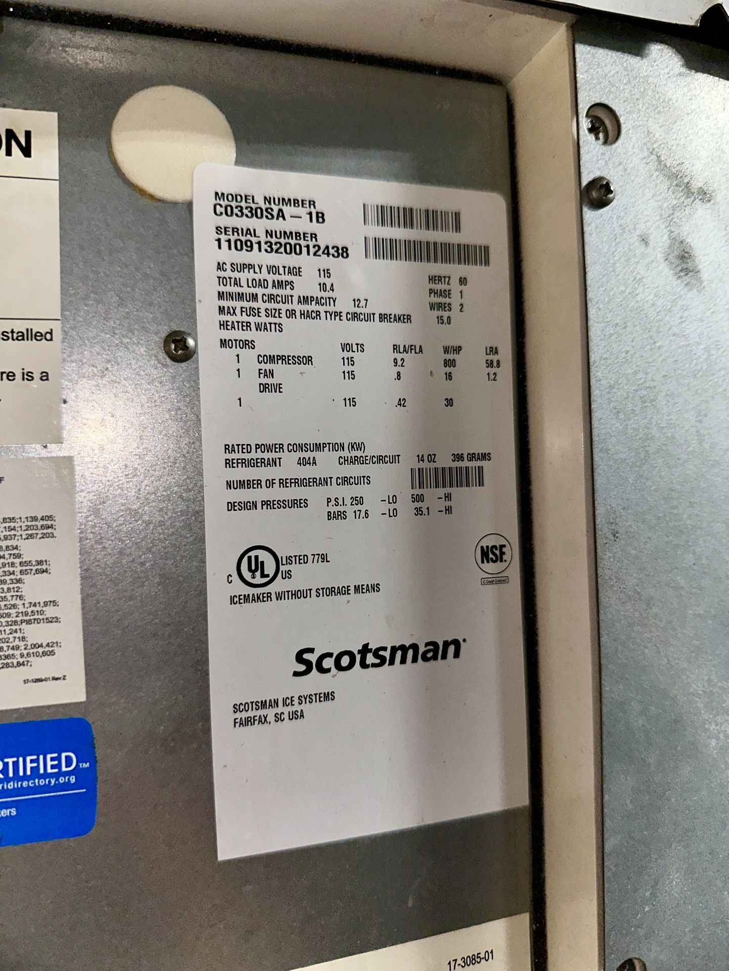 Scotsman C0330SA-1B Ice Machine + Bin – 350 lbs/day – TESTED – Brooklyn