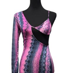 Dolls Kill (H) Unreleased Sample Mini Dress Sz M/L Pink Snakeskin Bodycon NWOT