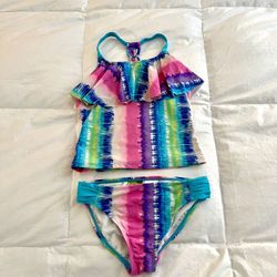 ANGEL BEACH SWIM RAINBOW IS TIE-DYE 2 PIECE BATHING SUIT