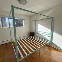 Teal 4 poster queen bed frame
