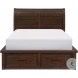 Solid brown king bed frame with drawers