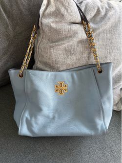 TORY BURCH- Lt. Blue, Soft Pebbled Leather Purse, Tote Bag