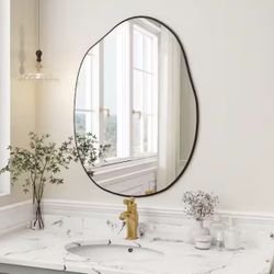 GLSLAND 23.5 in. W x 31.5 in. H Novelty Irregular Shape Frameless Wall Bathroom Vanity Mirror