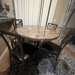 Marble Dining Table with 4 Chairs