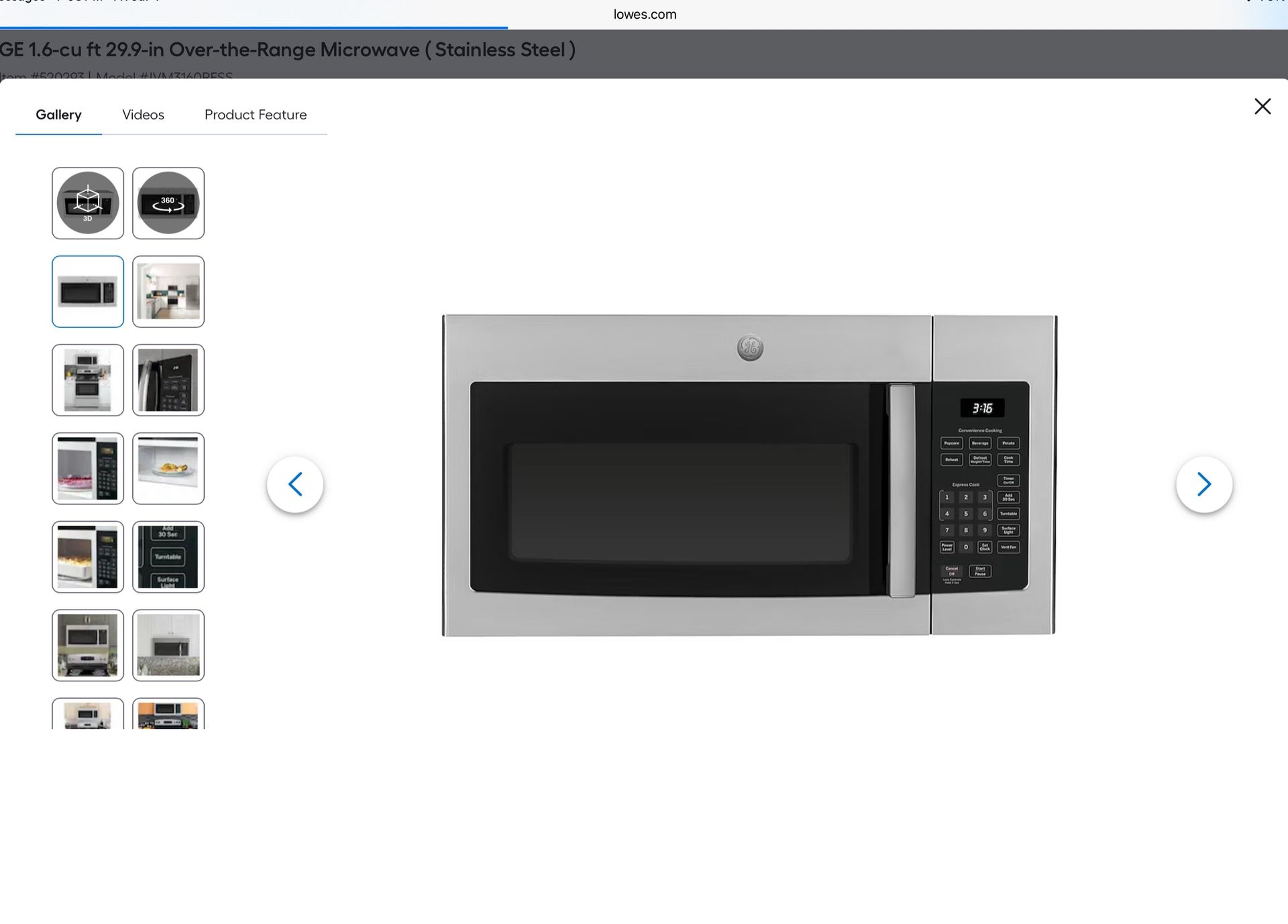 GE Over-the-Range Microwave
