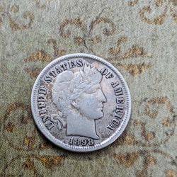 1898 Barber Dime Vf To Extra Fine Silver Coin