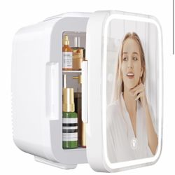 Mini Skincare Fridge LED Mirror New 