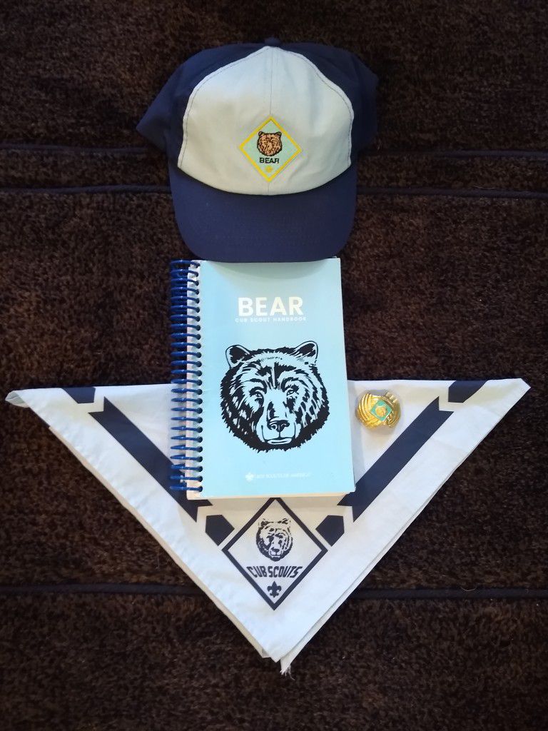Boy Scouts Cub Scouts Bear Handbook, Hat, Neckerchief and Slide