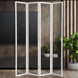 White Folding Room Partition Screen Divider