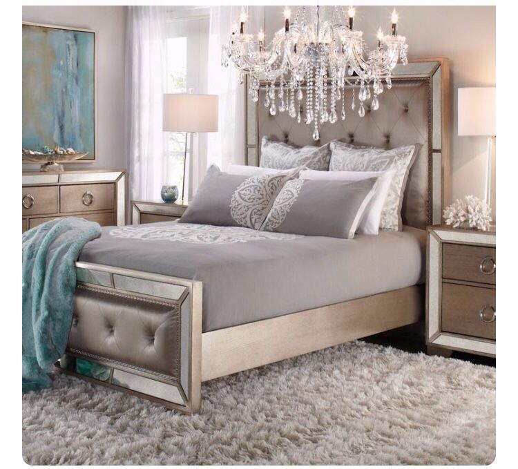 Z Gallerie Shappire Ava Queen Mirrored Bed (Original Price $1,249)