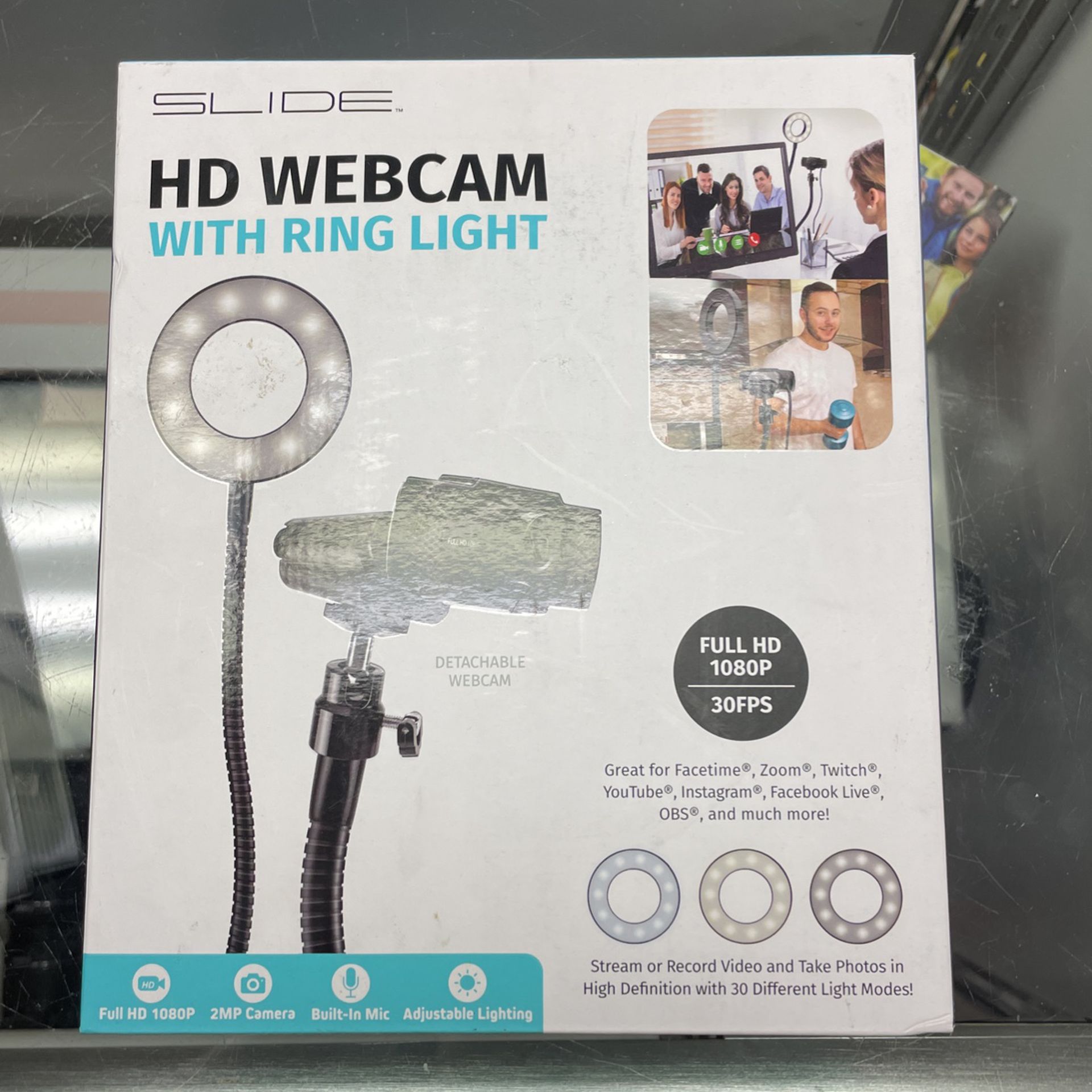 Slide Hd Webcam With Ring Light