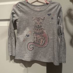 Girls Cat Long Sleeve Shirt, Size 4T