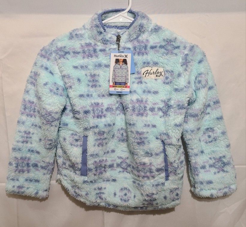 Hurley Girls Sherpa Printed Quarter-Zip Jacket S 6/6X NWT