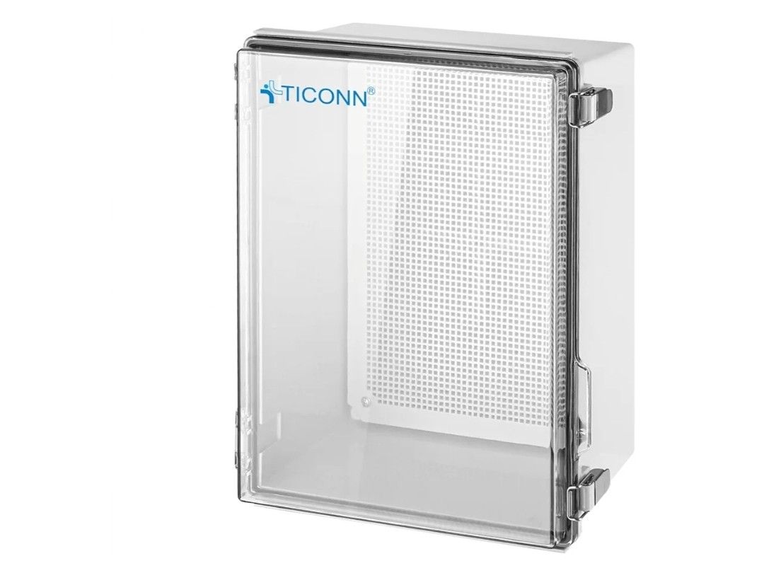 Waterproof Electrical Junction Box IP67 ABS Plastic Enclosure with Hinged Cover with Mounting Plate, Wall Brackets, Cable Glands (Clear)