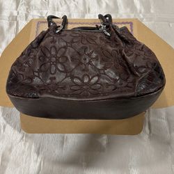 vintage Brighton brown embossed floral leather tote/satche