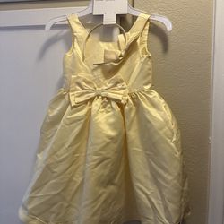 Tahari Girl Yellow Dress With Matching Headband Size 4T Little Girls