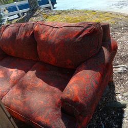 Fancy Red Fairly used couch with Decor