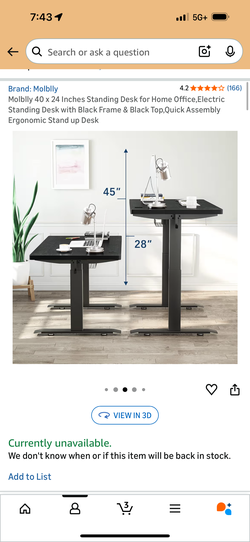 Motor controlled standing desk