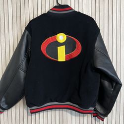 Disney The Incredibles Varsity Jacket Size Small Leather Vintage Rare Promotion Pixar