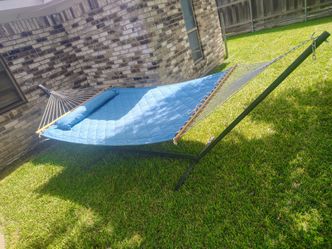ANOW Double Hammock with 12 Feet Heavy Duty Steel Stand Combo, 2 Person Quilted Hammock with Stand