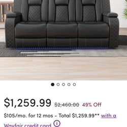 Living Room Black Electric Reclining Sofa