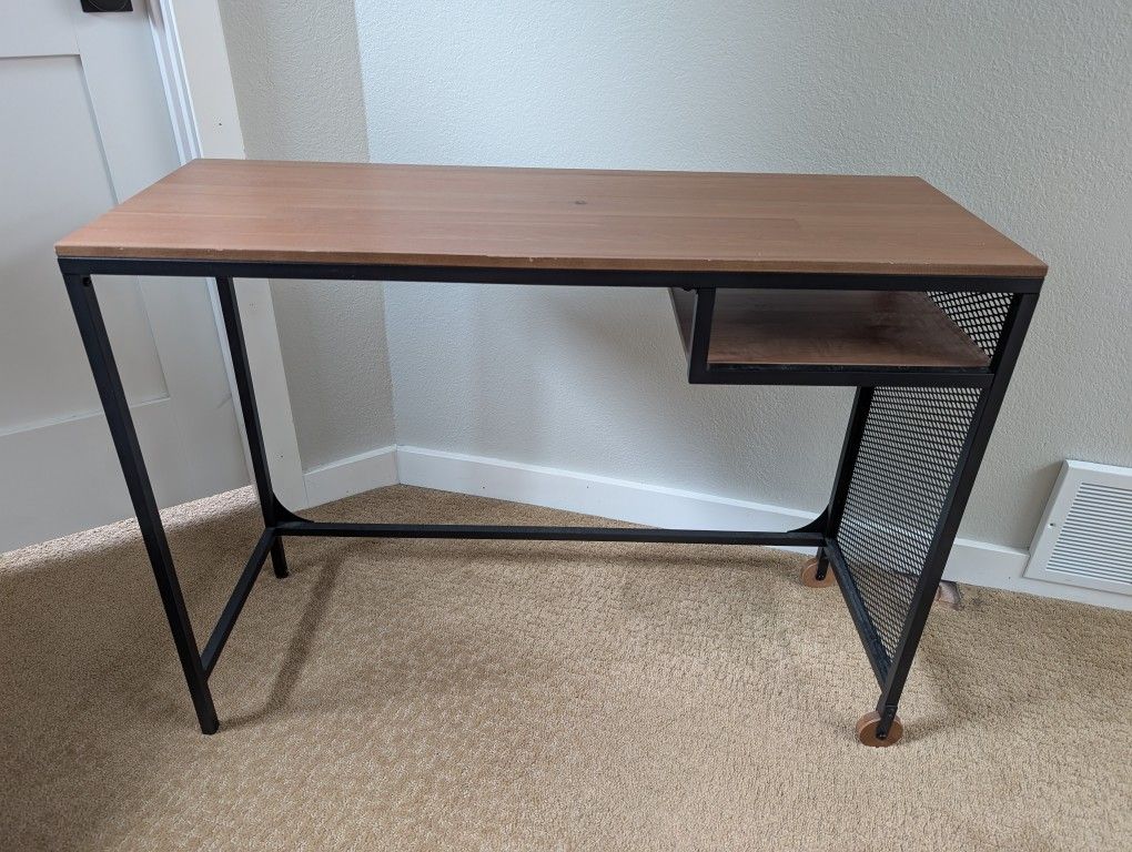 Small Desk, Wood Top, Metal Frame