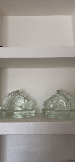Vintage glass horse bookends