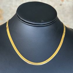 Jewelry 14k solid yellow Cuban herringbone 18.00” Chain necklace 12.90 grams 4.50mm