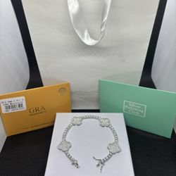 VVSI Moissanite 925Silver Clover Tennis Bracelet 