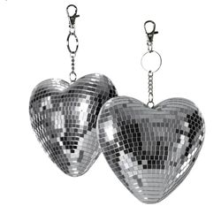2 Pack Mirror Heart Disco Ball, Sliver Reflective Hanging Decorative Ornament with Stand, Heart-Shaped Decor for Wall, Party, Room, Home, Gift Idea fo